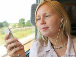 Girl listening to mp3 player