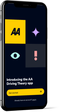 Signup screen i phone x side view mockup AA Driving Theory App Sign Up Screen Mockup
