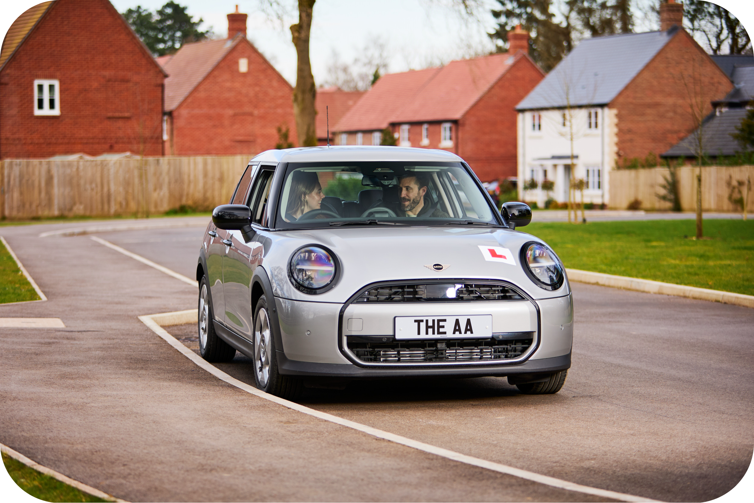 Learner driver in a non-branded Mini