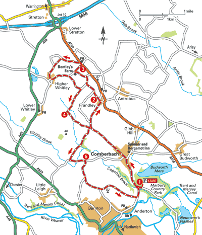 Around Comberbach - Bike Rides - The AA