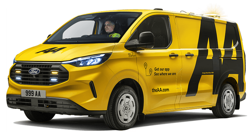 An AA patrol sat in the seat of an AA breakdown cover van