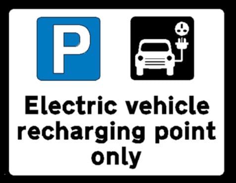 Blue ev parking sign