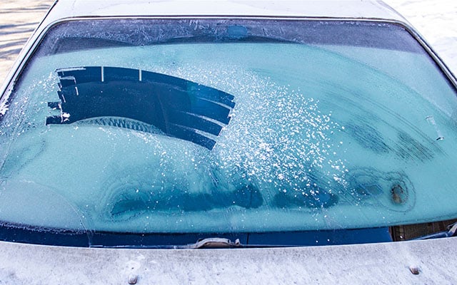 Melting Frost On Car Windshield With Defroster Stock Illustration